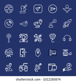 Technology outline vector icon set on navy background