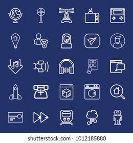 Technology outline vector icon set on navy background