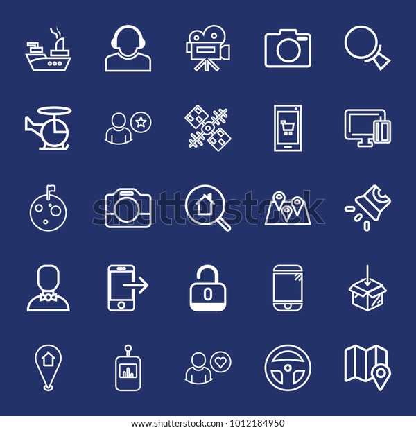 Technology\
outline vector icon set on navy\
background