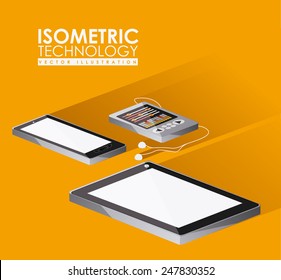 Technology over yellow background, vector illustration.