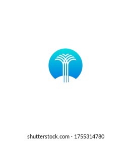 Technology Palm Tree Logo, Modern Palm Tree Symbol