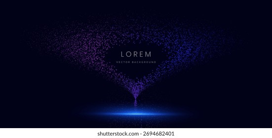 Partículas de Tecnología azul y rosa sobre fondo oscuro. Concepto de ciencia futurista. Ilustración vectorial