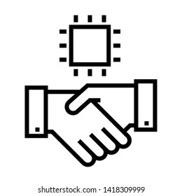 Technology partners. Simple design. Line vector. Isolate on white background.