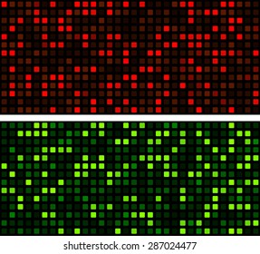 Technology pattern composed of green and red squares. Vector banners. 