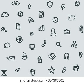 Technology Pattern - Computer symbols in blue colour as seamless pattern