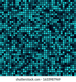 Technology pattern. Filled pattern of squares. Cyan colored seamless background. Superb vector illustration.