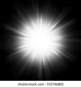 Technology pattern with multiple dot particles. Plasma space burst background. Futuristic big data illustration. Digital galaxy illustration. Infinite space wallpaper. EPS 10 vector file included