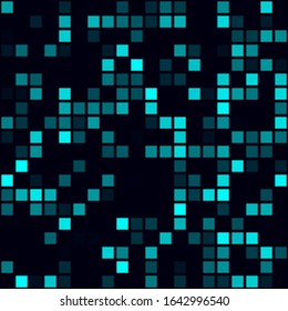 Technology pattern. Sparse pattern of squares. Cyan colored seamless background. Classy vector illustration.