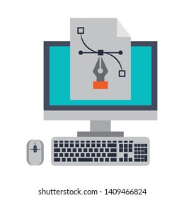 technology pc computer software tools cartoon vector illustration graphic design