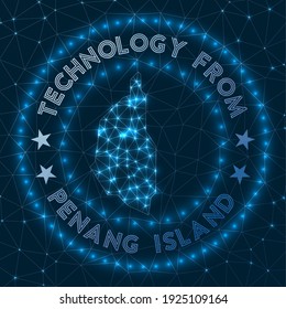 Technology From Penang Island. Futuristic geometric badge. Technological concept. Round Penang Island logo. Vector illustration.