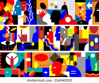 technology people - abstract vector illustration set