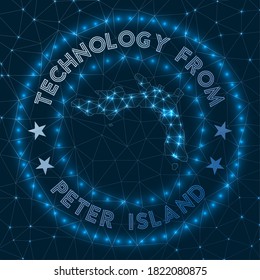 Technology From Peter Island. Futuristic geometric badge of the island. Technological concept. Round Peter logo. Vector illustration.