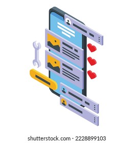 Technology phone app icon isometric vector. Business design. Online internet
