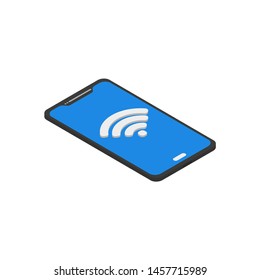 technology phone with Wi fi flat isometry, vector