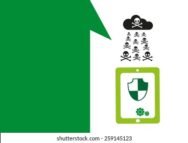 Technology placeholder with themes about handheld device features Set 2. Antivirus Protection Theme. Editable EPS10 Vector  and jpg Illustration ideal as advertising and promotional template. 