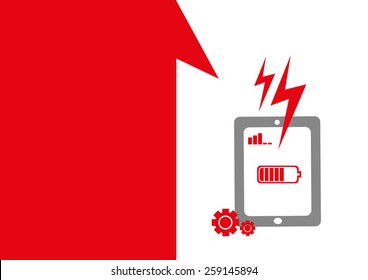 Technology placeholder with themes about handheld device features Set 3. Battery Issues Theme. Editable EPS10 Vector  and jpg Illustration ideal as advertising and promotional template. 