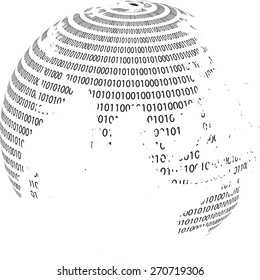 Technology planet. Binary code background . Abstract  World Globe . Vector illustration.