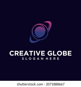 Technology planet logo design vector template, planet data negative space style, planet logo technology design template	