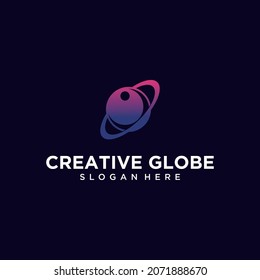 Technology planet logo design vector template, planet data negative space style, planet logo technology design template	