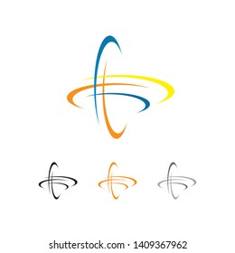 Technology planet orbit logo design.