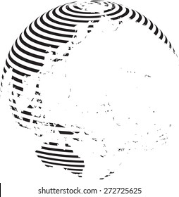 Technology planet. Striped Earth  . Abstract World Globe . Vector illustration.