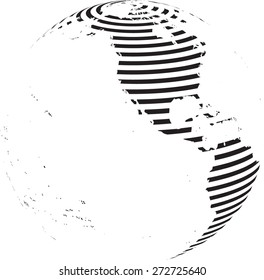 Technology planet. Striped Earth . Abstract World Globe . Vector illustration.