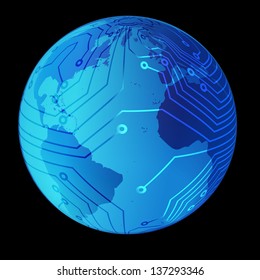 Technology planet. Vector illustration.