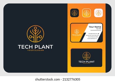 technology plant logo design and business card