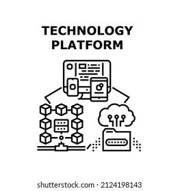 Technology Platform Business. Digital Internet. Web Software. Data App Computer Design Vector Concept Black Illustration