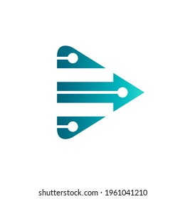 Technology Play logo and arrow design, blue color