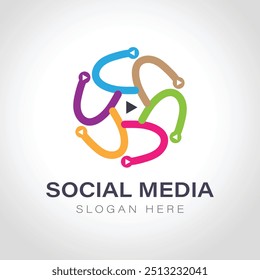 Technology play logo template design vector