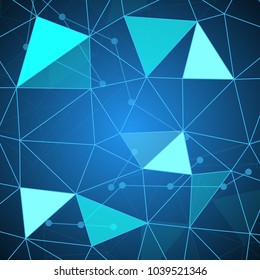 Technology polygon background with connect dot and triangle shape, Scientific future concept