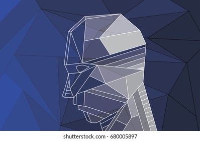 Technology Polygonal Human Head Fade to Light