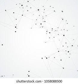 Technology polygonal science background with connecting dots and lines.