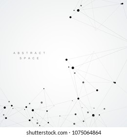 Technology polygonal science background with connecting dots and lines.