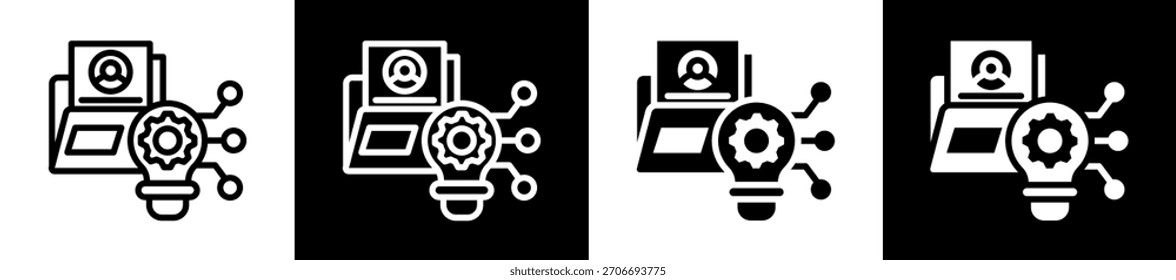 Technology Portfolio icon Set In Black And White Filled Style Collection