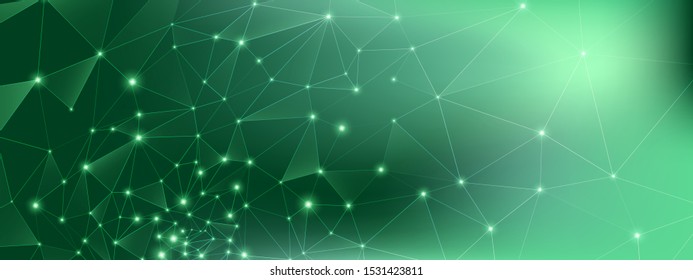 Technology Poster. Big Data Business. Green Communication Background. Connection Abstract. Technology Design. Big Data Analysis. Contemporary Visualization. Green Texture. Technology Vector.