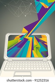 Technology poster with laptop. Vector illustration.