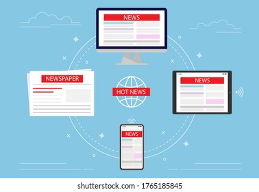 Technology for presenting breaking news information through newspapers, platforms for computers, applications for tablet and smartphones