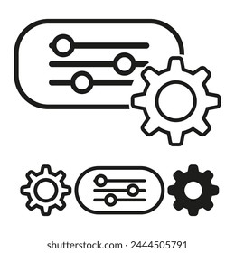 Technology process control icons. Circuit and gear symbols. Automation system concept. Vector illustration. EPS 10.