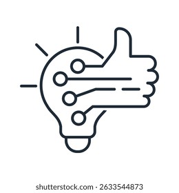 Progreso de la Tecnología, avance. Nueva, mejor innovación electrónica. Icono de ilustración lineal de Vector aislado sobre fondo blanco.