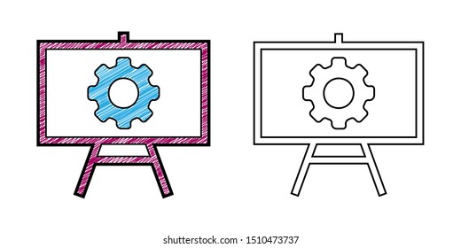 technology project icon design vector with texture. editable outline for other style
