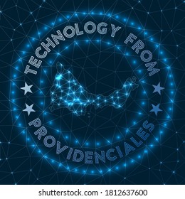 Technology From Providenciales. Futuristic geometric badge of the island. Technological concept. Round Providenciales logo. Vector illustration.