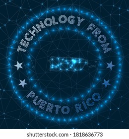 Technology From Puerto Rico. Futuristic geometric badge of the country. Technological concept. Round Puerto Rico logo. Vector illustration.