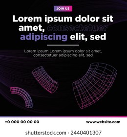 Banner web púrpura de tecnología. Banner del sitio web de Internet. Ilustración de banner web cuadrado de tecnología moderna. Web site banner moderno del alambre de la innovación