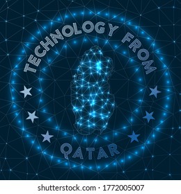 Technology From Qatar. Futuristic geometric badge of the country. Technological concept. Round Qatar logo. Vector illustration.