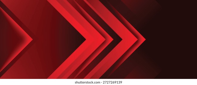 Technology red arrow glowing on dark red background. Hi speed  communication concept. Vector illustration