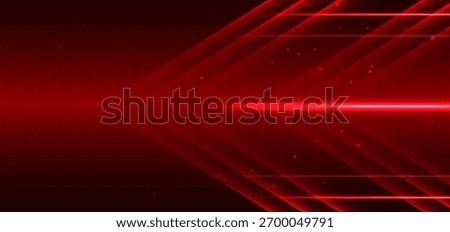 Technology red arrow glowing on dark red background. Hi speed  communication concept. Vector illustration