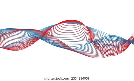 Technology Red And Blue Wave Line Pattern Abstract Background With Particles. Wallpaper. Vector Illustration
