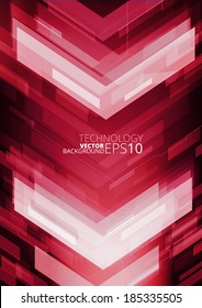 Technology red future arrows abstract vector background, moving forward concept